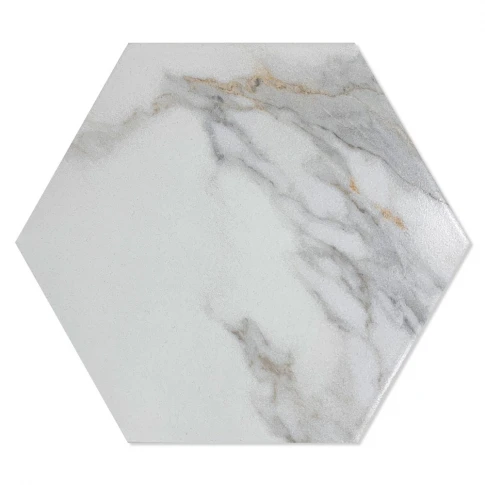 Marmor Klinker Hex Marble Vit-Gul Matt 20x24 cm